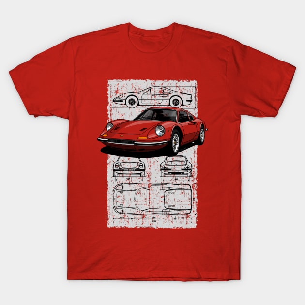 My drawing of the iconic Italian sports car T-Shirt by jaagdesign